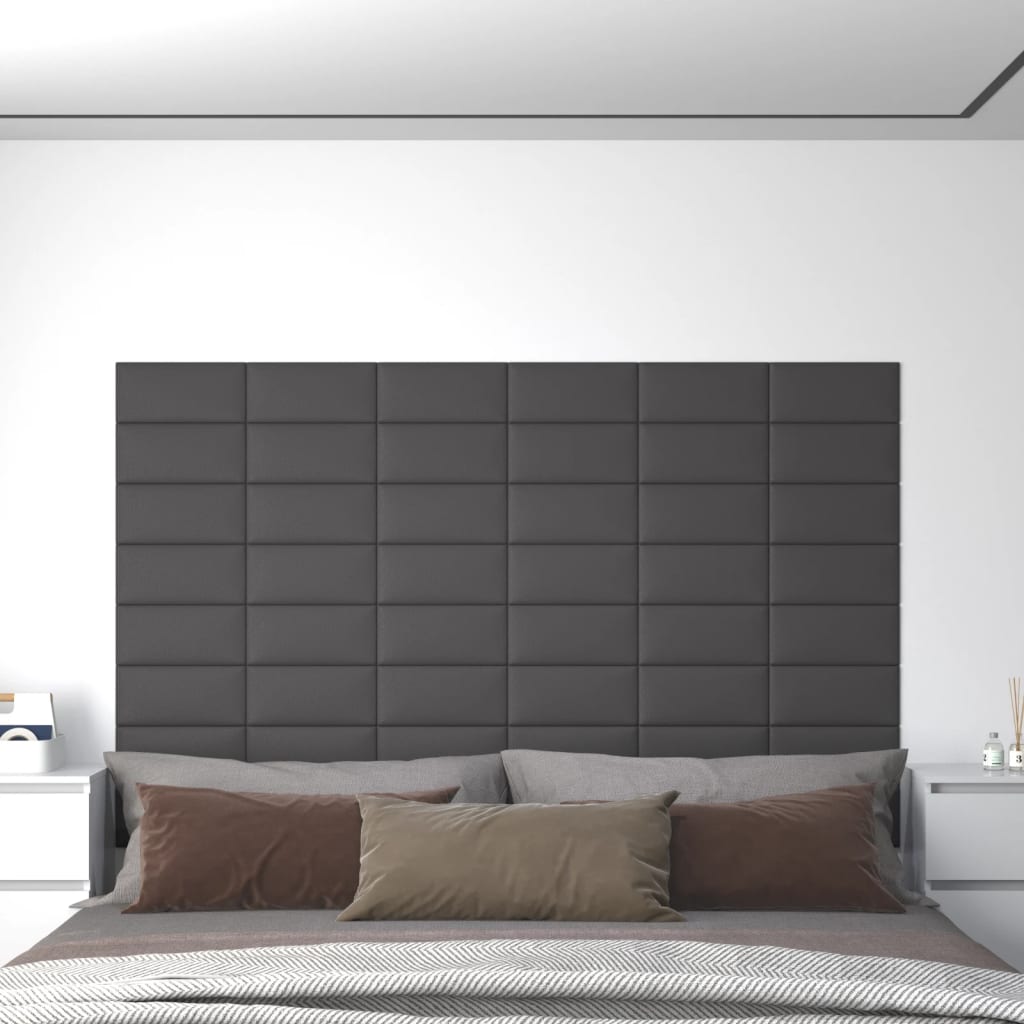 Petrashop  Nástěnné panely 12 ks šedé 30 x 15 cm umělá kůže 0,54 m²