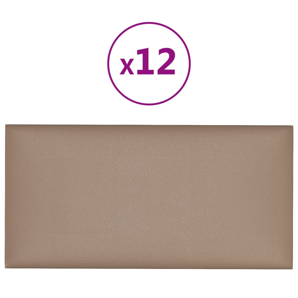 vidaXL Nástěnné panely 12 ks cappuccino 30 x 15 cm umělá kůže 0,54 m²