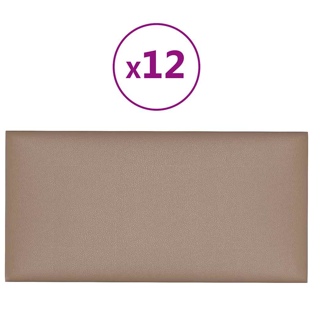 Thumbnail - vidaXL Wandpaneele 12 Stk. Cappuccino-Braun 30x15cm Kunstleder 0,54 m²
