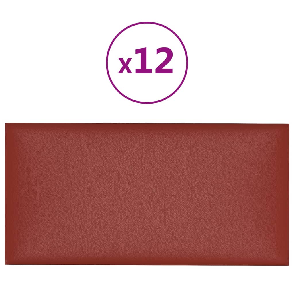 Panouri de perete 12 buc. roșu vin 30×15 cm piele eco 0,54 m²