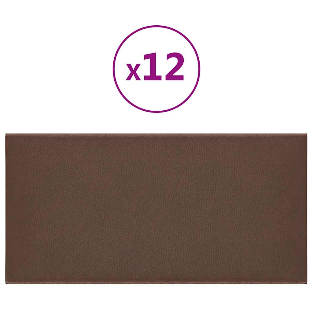 vidaXL Nástěnné panely 12 ks hnědé 30 x 15 cm umělá kůže 0,54 m²