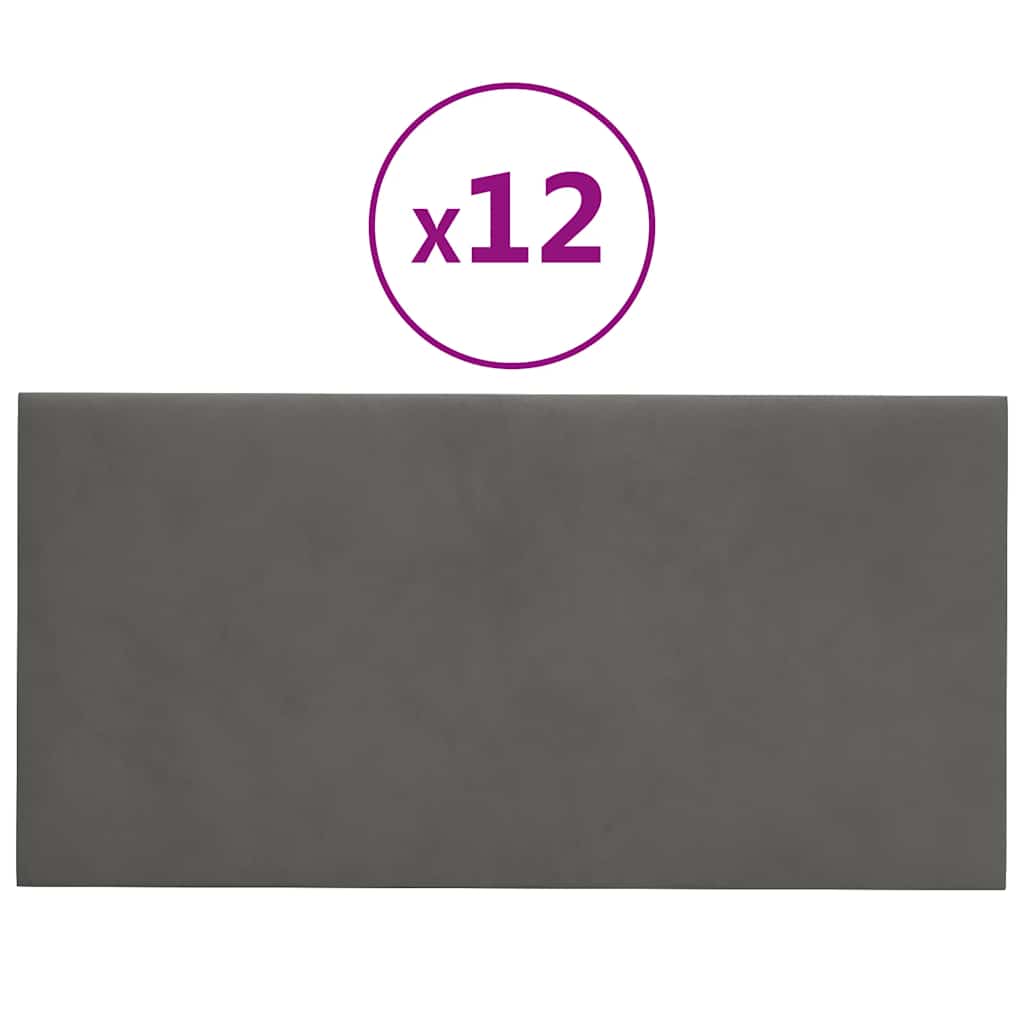 Thumbnail - vidaXL Wandpaneele 12 Stk. Dunkelgrau 30x15 cm Samt 0,54 m²