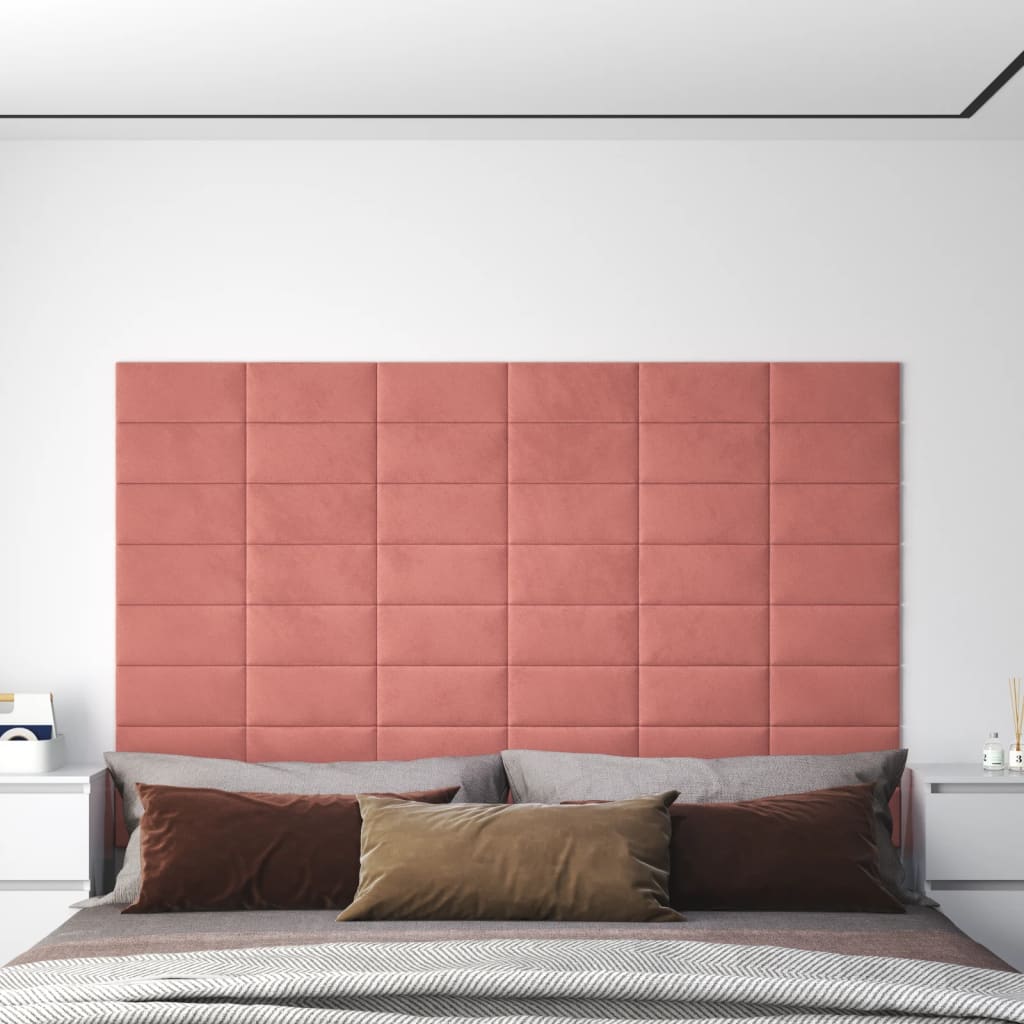 Petrashop  Nástěnné panely 12 ks růžové 30 x 15 cm samet 0,54 m²