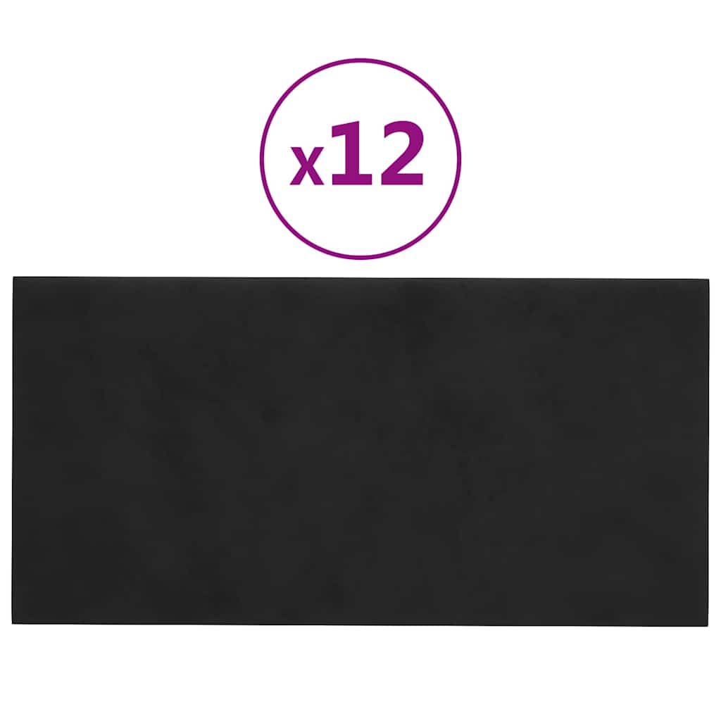 Thumbnail - vidaXL Wandpaneele 12 Stk. Schwarz 30x15 cm Samt 0,54 m²