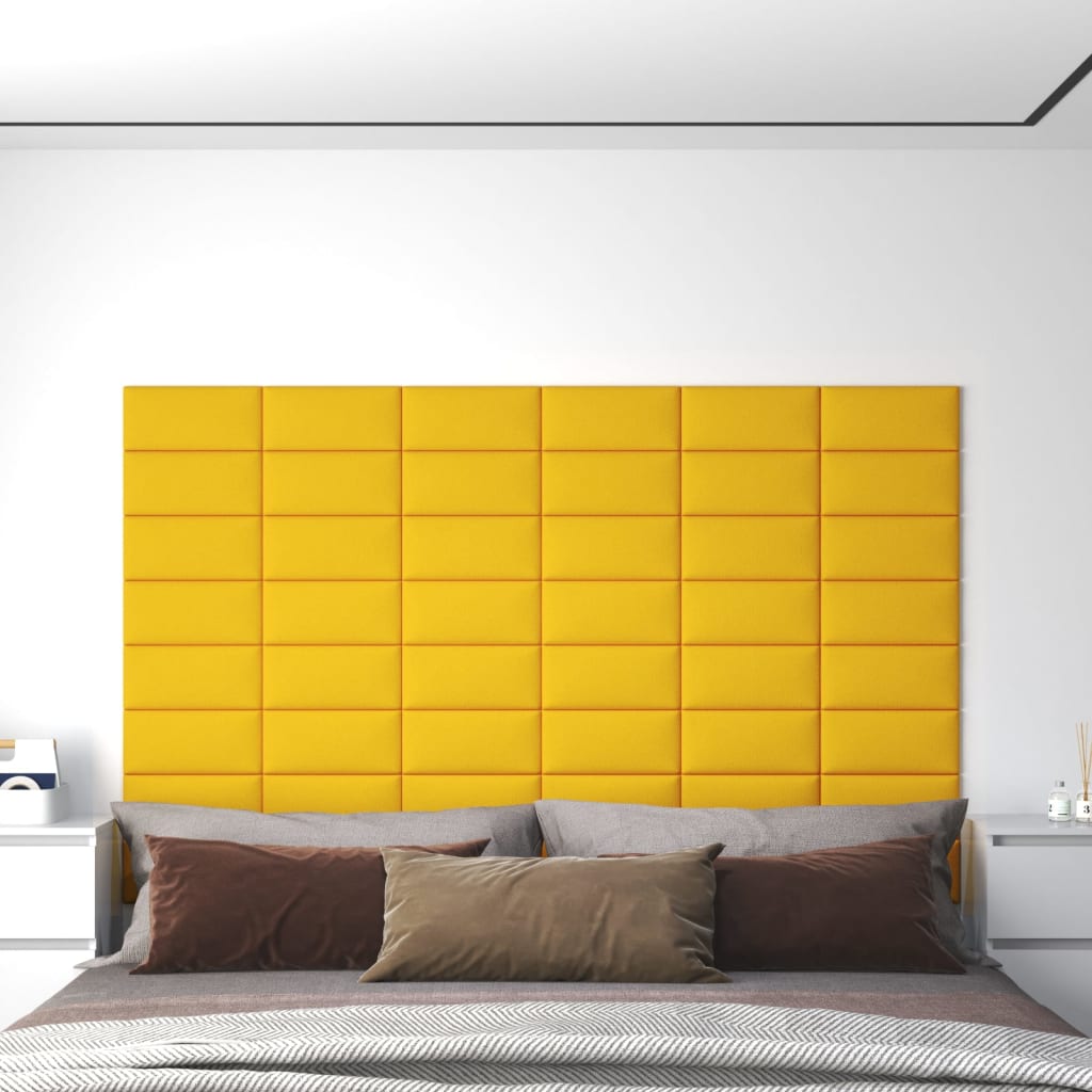 vidaXL Panouri de perete, 12 buc., galben, 30x15 cm, catifea, 0,54 m²