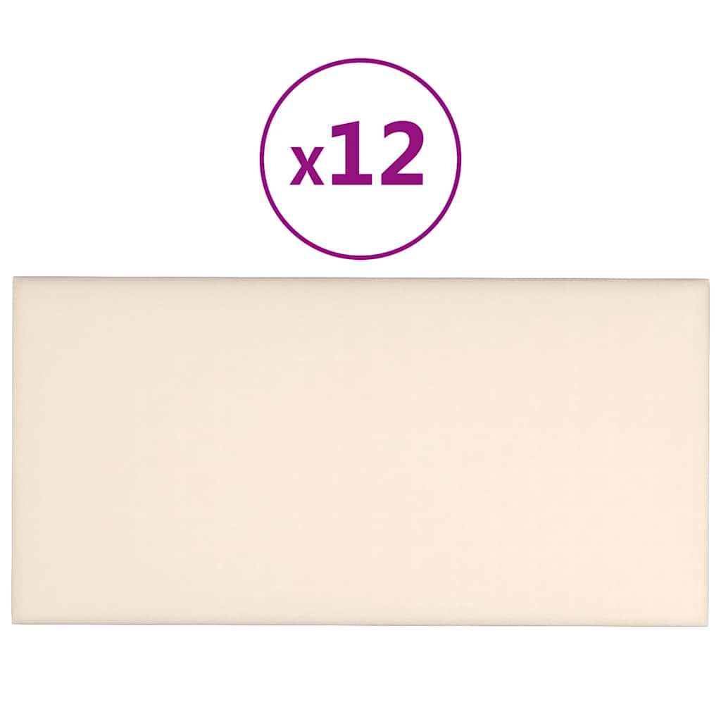 Thumbnail - vidaXL Wandpaneele 12 Stk. Creme 30x15 cm Samt 0,54 m²