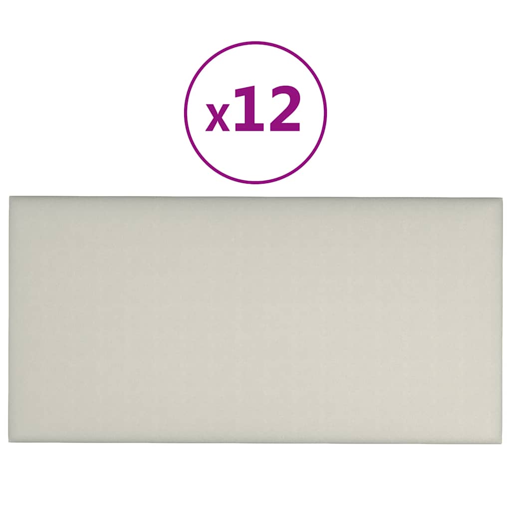 vidaXL Nástěnné panely 12 ks krémové 30 x 15 cm samet 0,54 m²