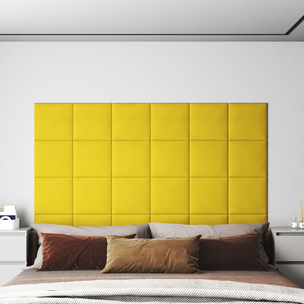 Nástěnné panely 12 ks žluté 30 x 30 cm textil 1,08 m²