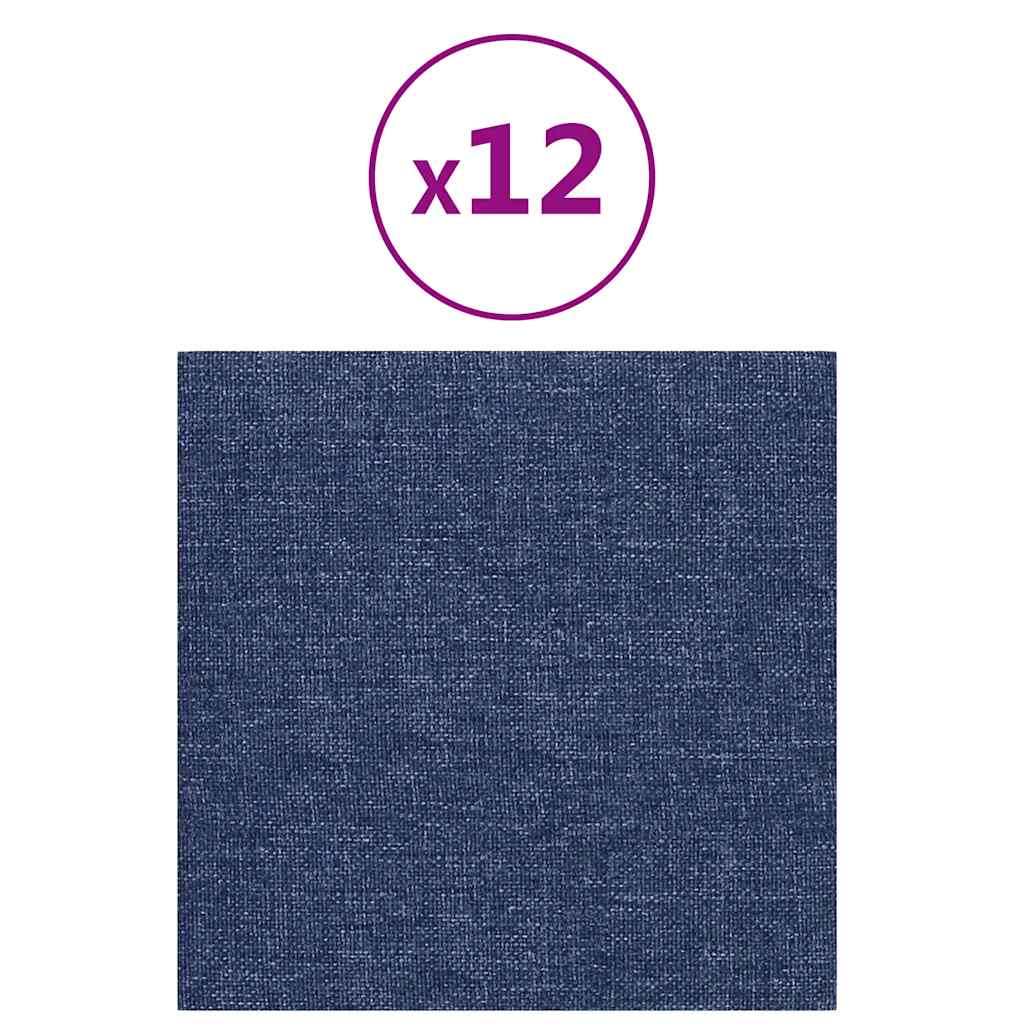 vidaXL Nástěnné panely 12 ks modré 30 x 30 cm textil 1,08 m²