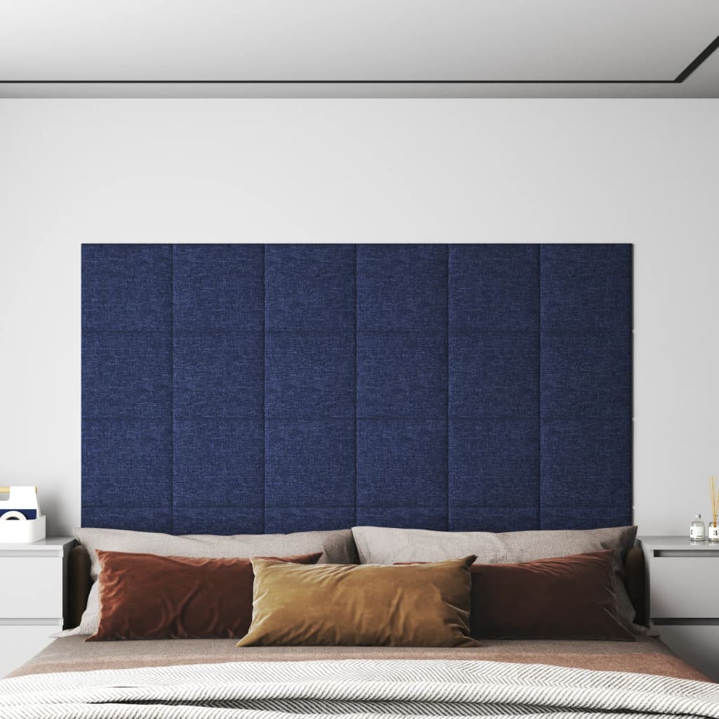 vidaXL Panele cienne, 12 szt., niebieskie, 30x30 cm, tkanina, 1,08 m