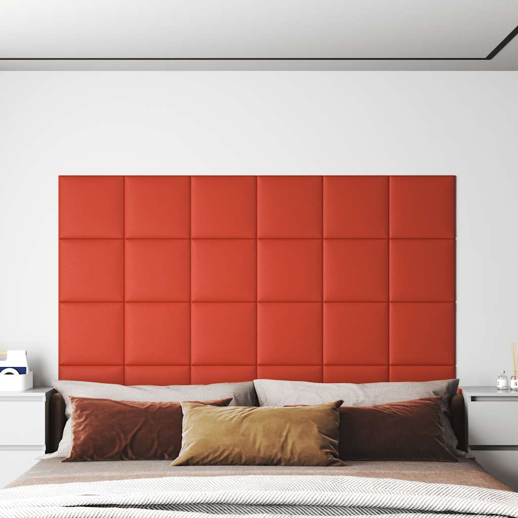 Panneaux muraux 12 pcs Rouge 30x30 cm Similicuir 1,08 m²