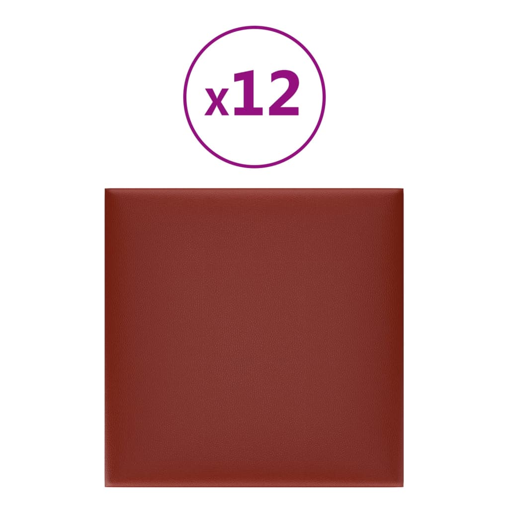 Panouri perete 12 buc. roșu vin 30x30cm piele ecologică 1,08 m²