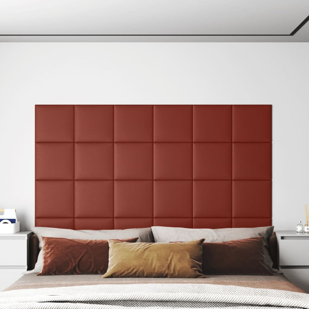 vidaXL Panouri perete 12 buc. roșu vin 30x30cm piele ecologică 1,08 m²