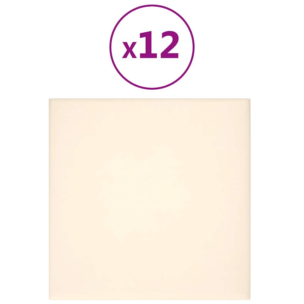 Thumbnail - vidaXL Wandpaneele 12 Stk. Creme 30x30 cm Samt 1,08 m²