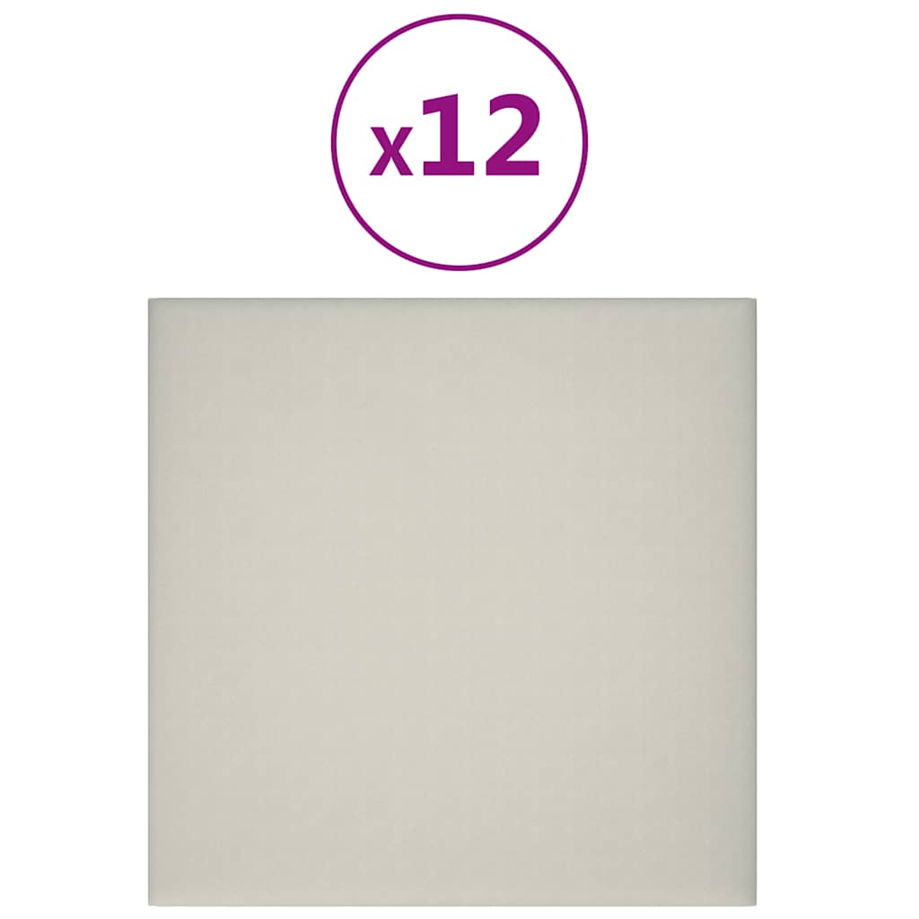 vidaXL Nástěnné panely 12 ks krémové 30 x 30 cm samet 1,08 m²