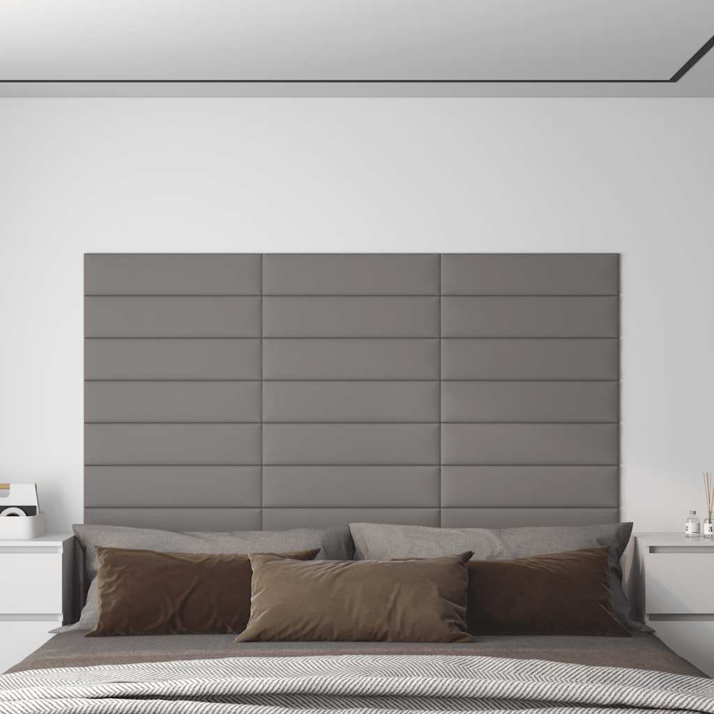 vidaXL Panouri de perete, 12 buc. gri deschis 60x15 cm textil 1,08 m²