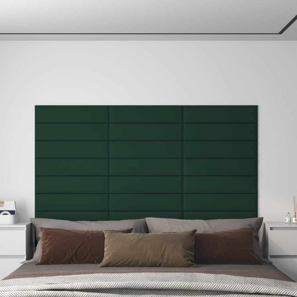 vidaXL Panouri de perete, 12 buc. verde închis 60x15 cm textil 1,08 m²