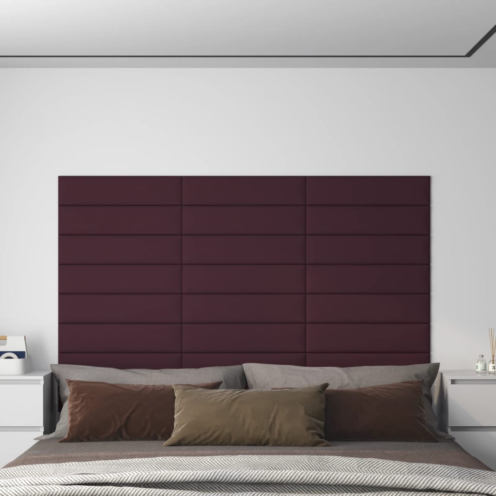 vidaXL Panouri de perete, 12 buc., violet, 60x15 cm, textil, 1,08 m²