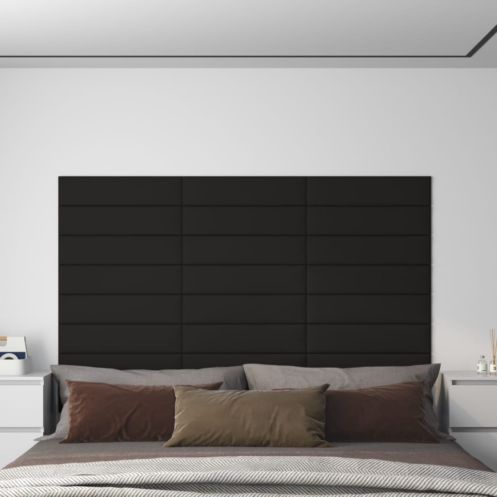 Nástěnné panely 12 ks černé 60 x 15 cm textil 1,08 m²