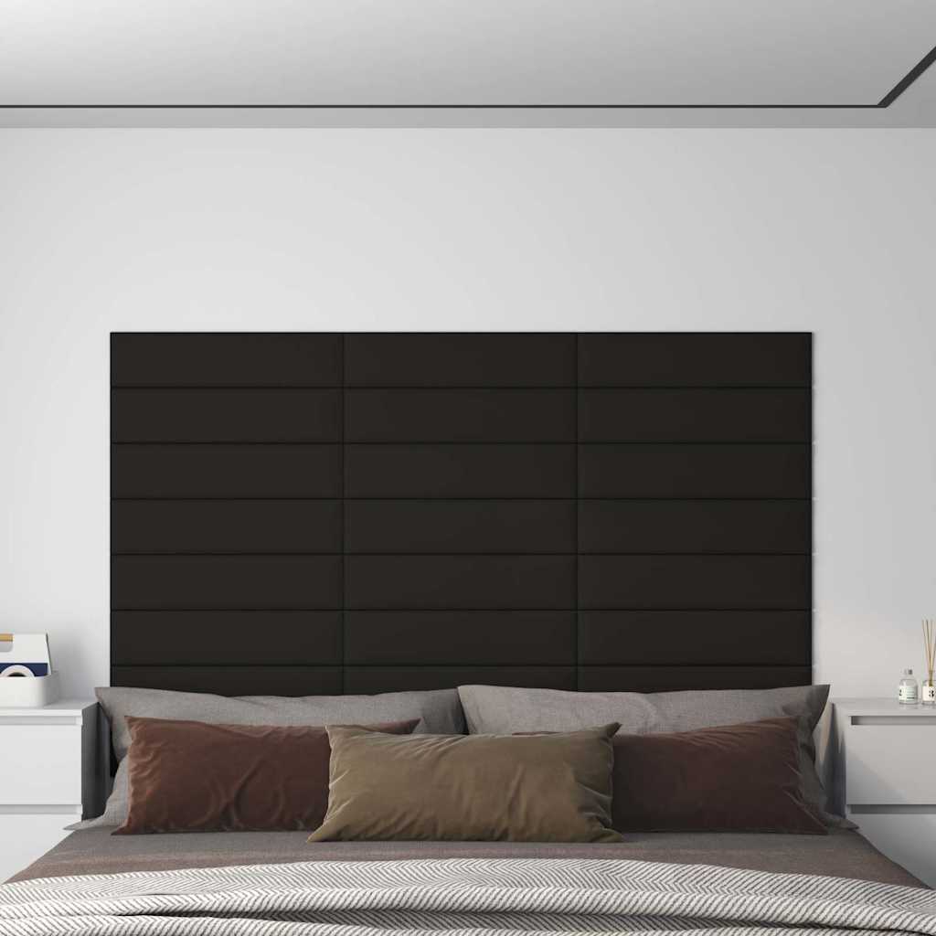 vidaXL Panele cienne, 12 szt., czarne, 60x15 cm, tkanina, 1,08 m2
