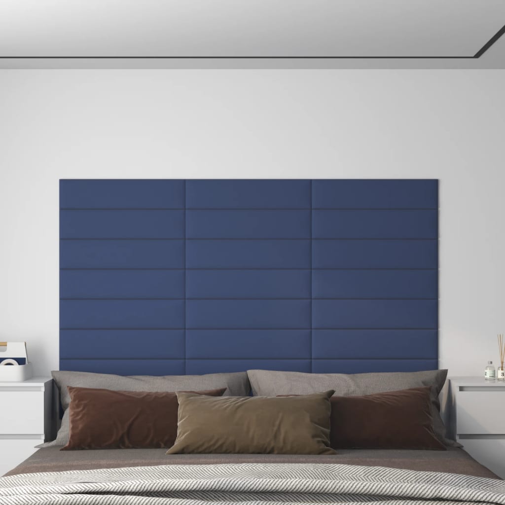 Wandpaneele 12 Stk. Blau 60×15 cm Stoff 1,08 m²