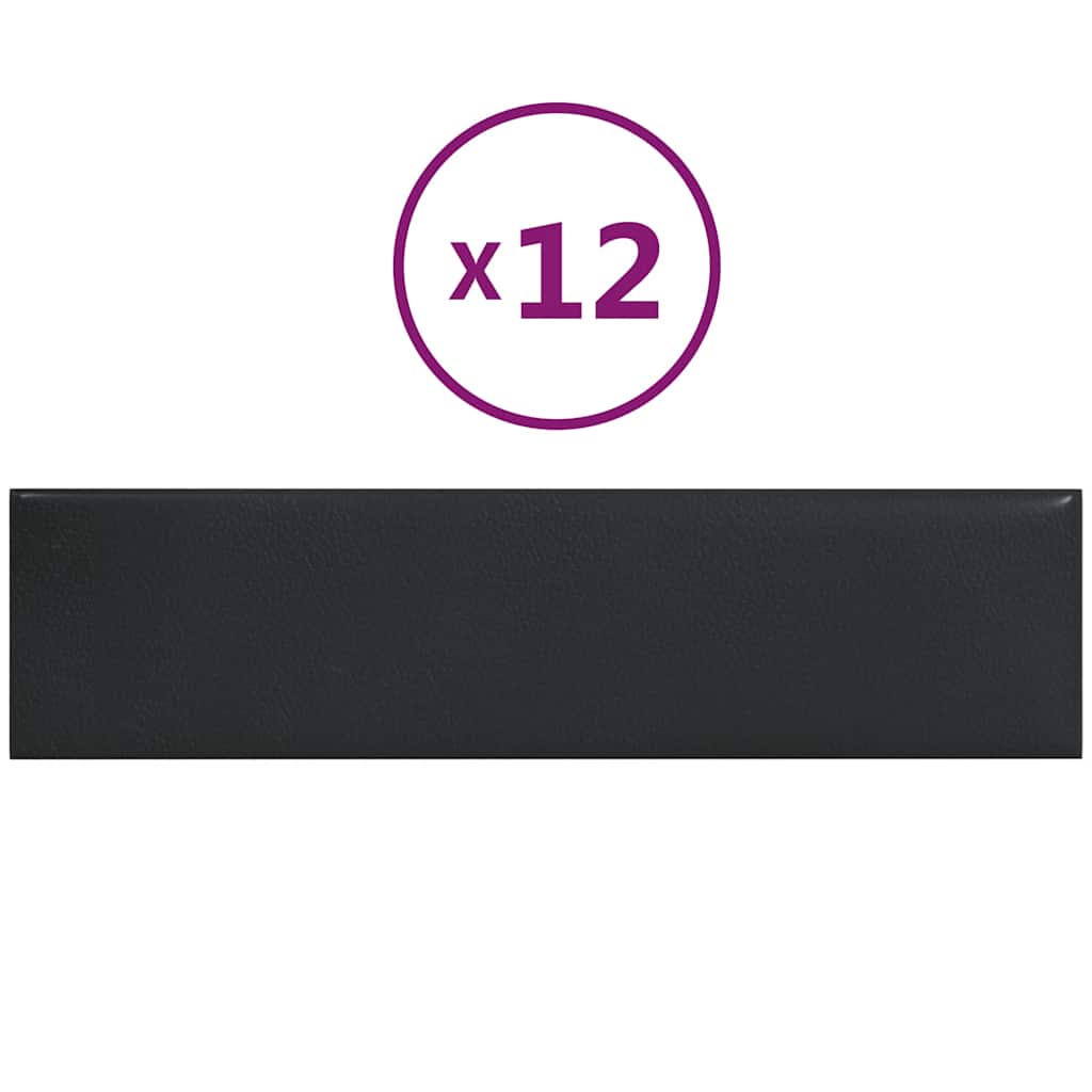 vidaXL Nástěnné panely 12 ks černé 60 x 15 cm umělá kůže 1,08 m²