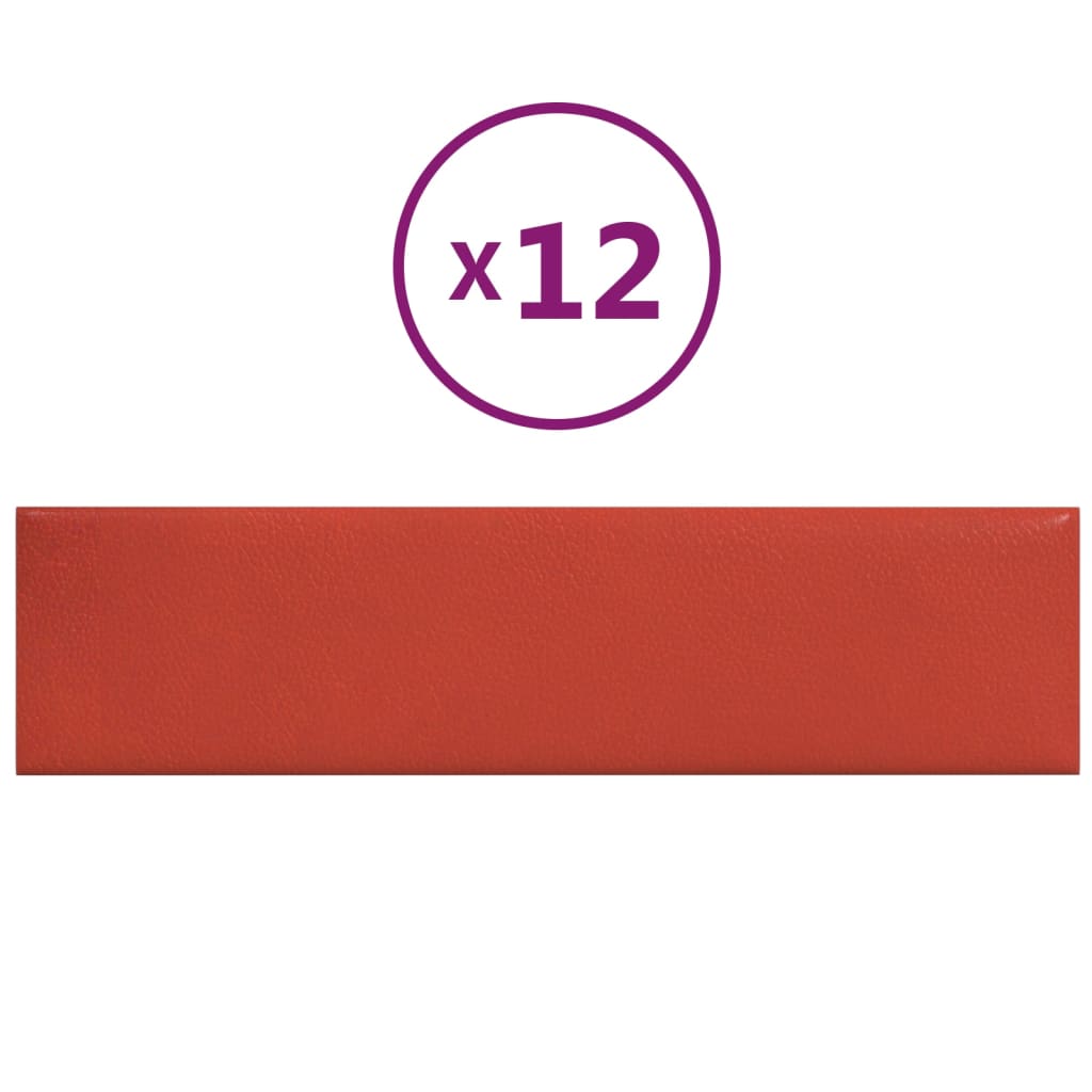 Panouri perete 12 buc. roșu 60×15 cm piele ecologică 1,08 m²