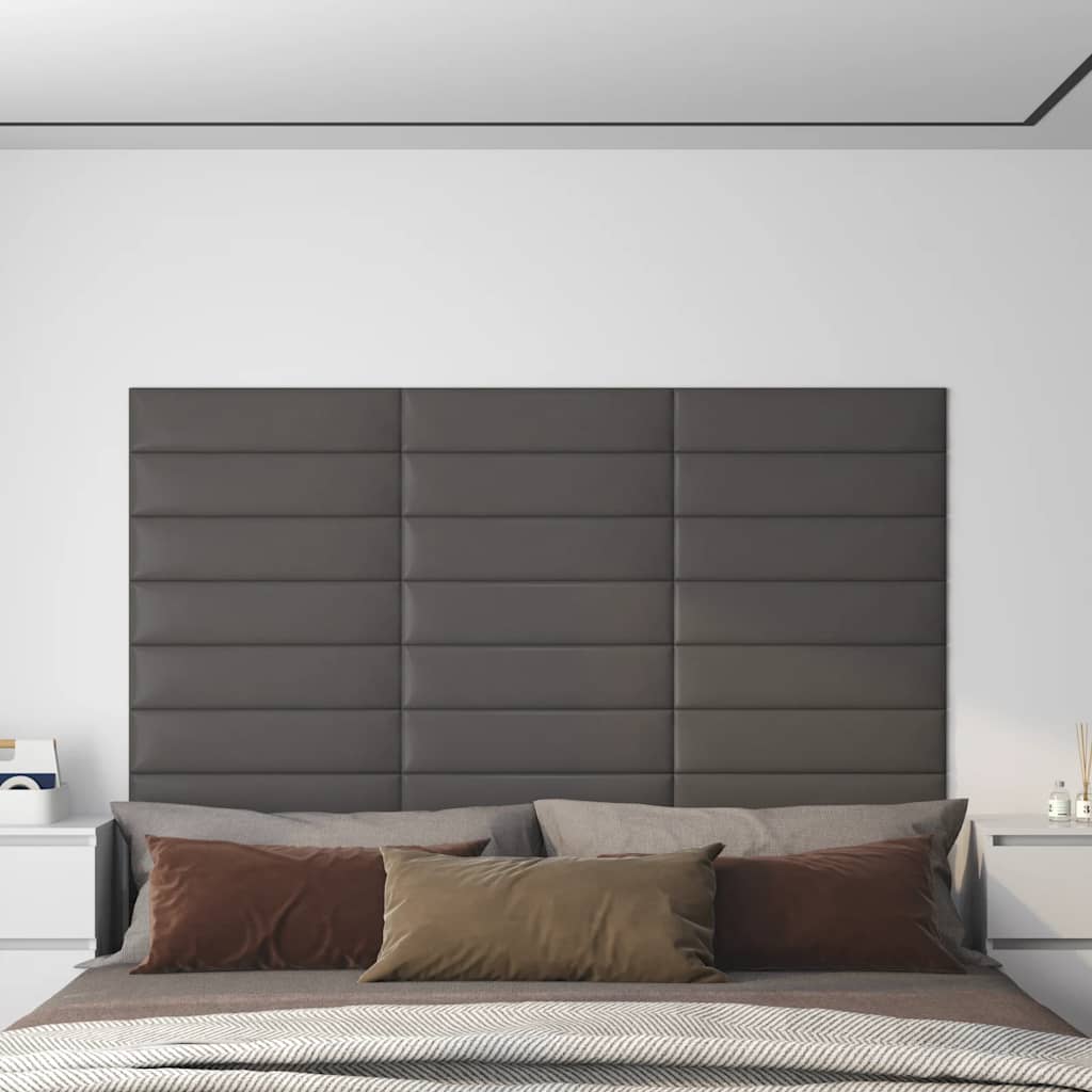 vidaXL Panele cienne, 12 szt., szare, 60x15 cm, sztuczna skra