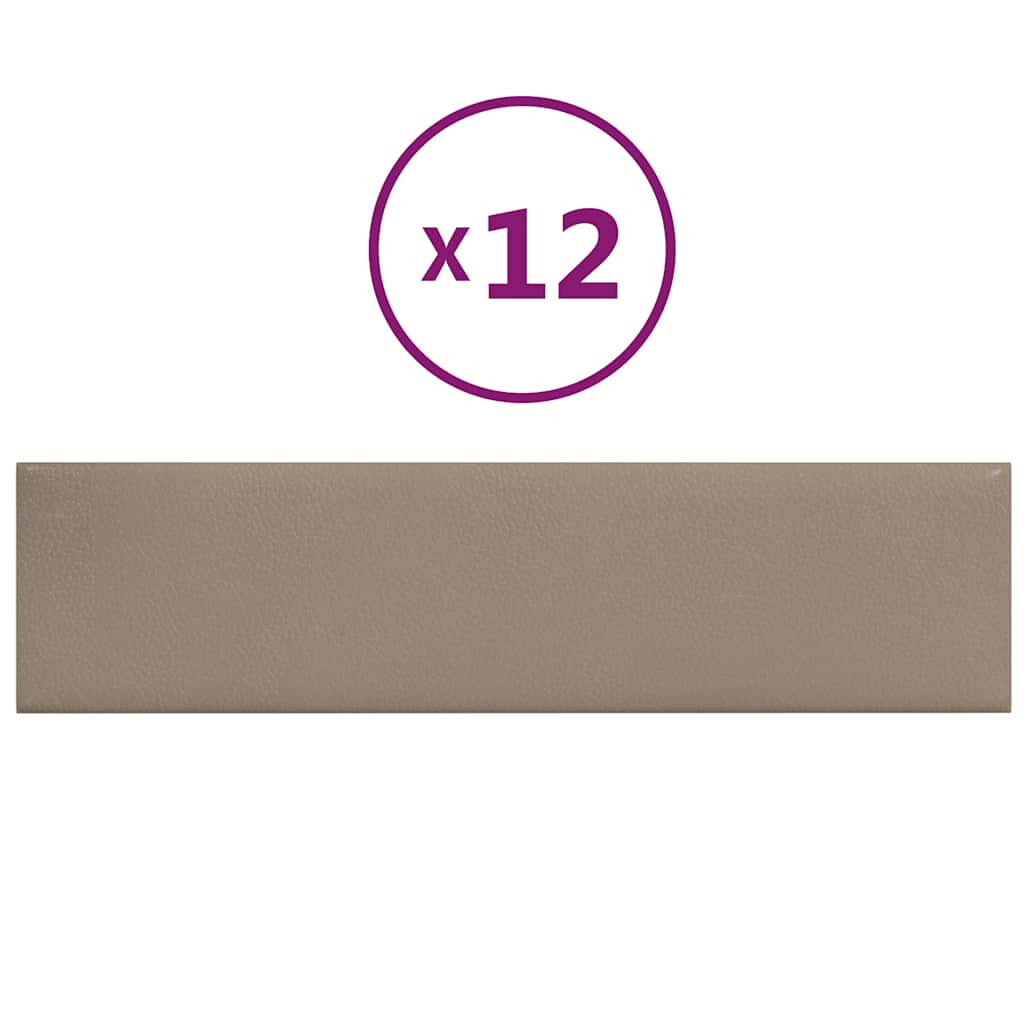 Thumbnail - vidaXL Wandpaneele 12 Stk. Cappuccino-Braun 60x15cm Kunstleder 1,08 m²