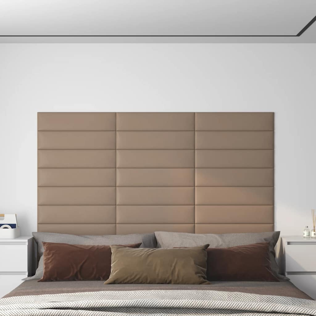 vidaXL Wandpaneele 12 Stk. Cappuccino-Braun 60x15cm Kunstleder 1,08 m²