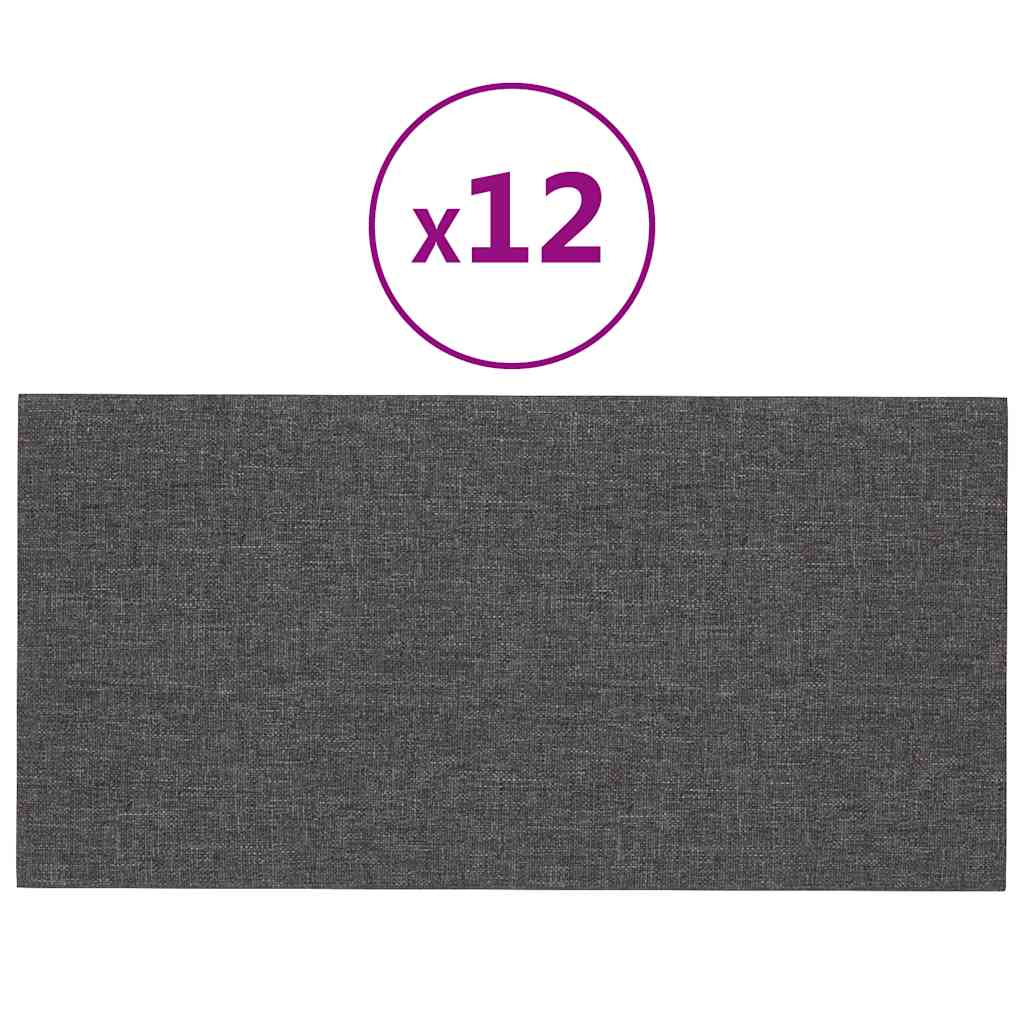 vidaXL Nástěnné panely 12 ks tmavě šedé 60 x 30 cm textil 2,16 m²