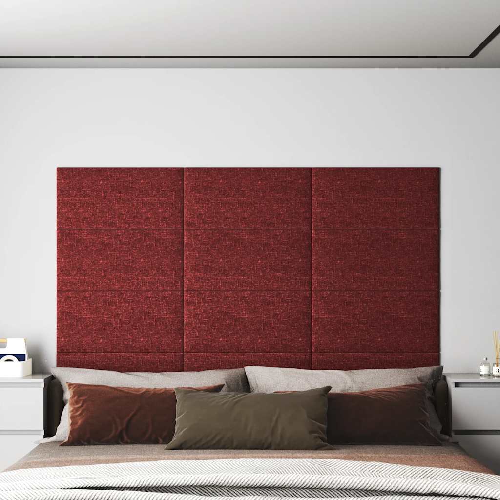 Panneaux muraux 12 pcs Rouge bordeaux 60x30 cm Tissu 2,16 m²