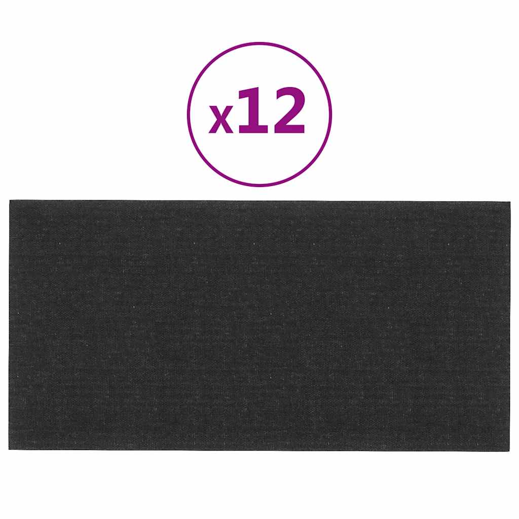 vidaXL Nástěnné panely 12 ks černé 60 x 30 cm textil 2,16 m²