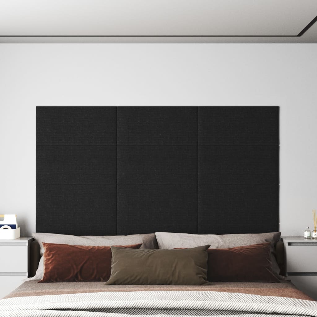 vidaXL Panouri de perete 12 buc. negru 60x30 cm textil 2,16 m²