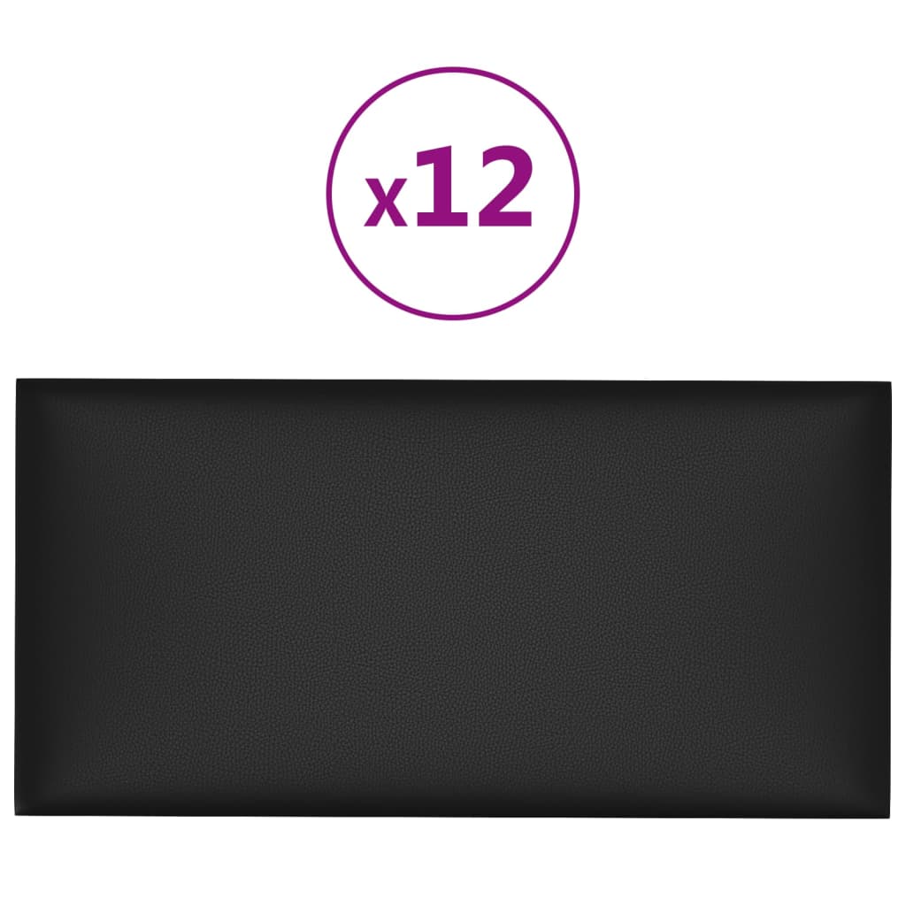 vidaXL Nástěnné panely 12 ks černé 60 x 30 cm umělá kůže 2,16 m²