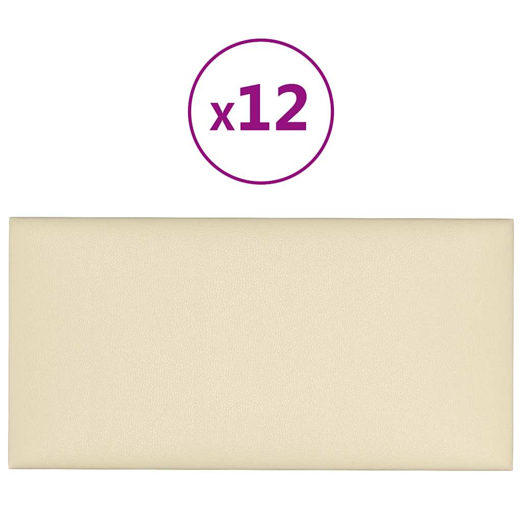 vidaXL Wandpanelen 12 st 2,16 m² 60x30 cm kunstleer crèmekleurig