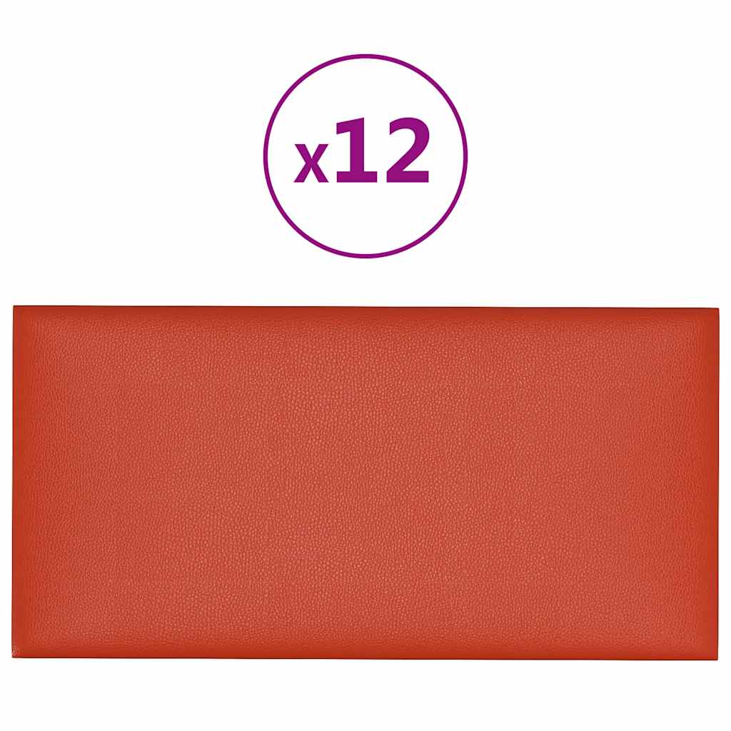 vidaXL Wandpanelen 12 st 2,16 m² 60x30 cm kunstleer rood
