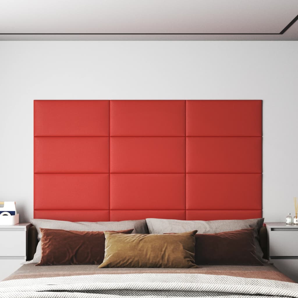 Nástěnné panely 12 ks červené 60 x 30 cm umělá kůže 2,16 m²