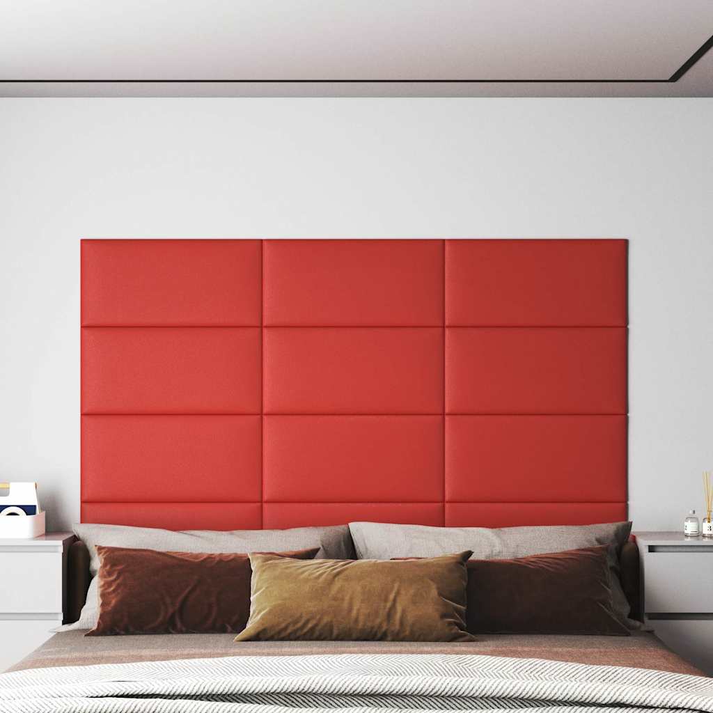 Panneaux muraux 12 pcs Rouge 60x30 cm Similicuir 2,16 m²