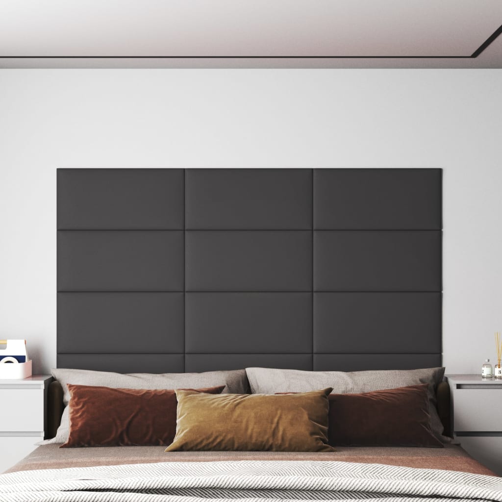 Nástěnné panely 12 ks šedé 60 x 30 cm umělá kůže 2,16 m²