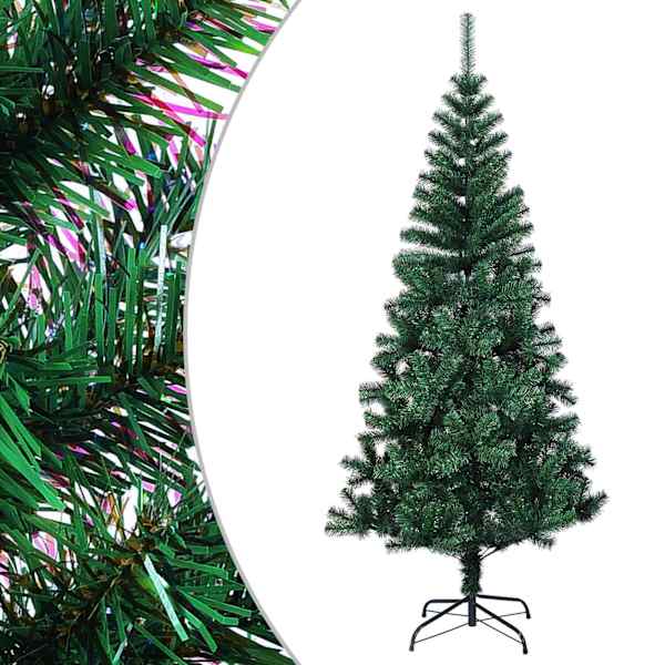 vidaXL kunstkuusk sillerdavate okstega, roheline, 210 cm, PVC