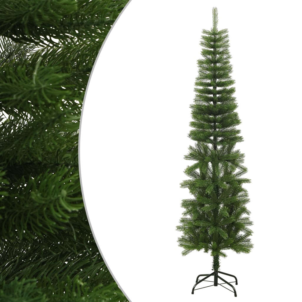 vidaXL kunstigt smalt juletræ med juletræsfod 210 cm PE