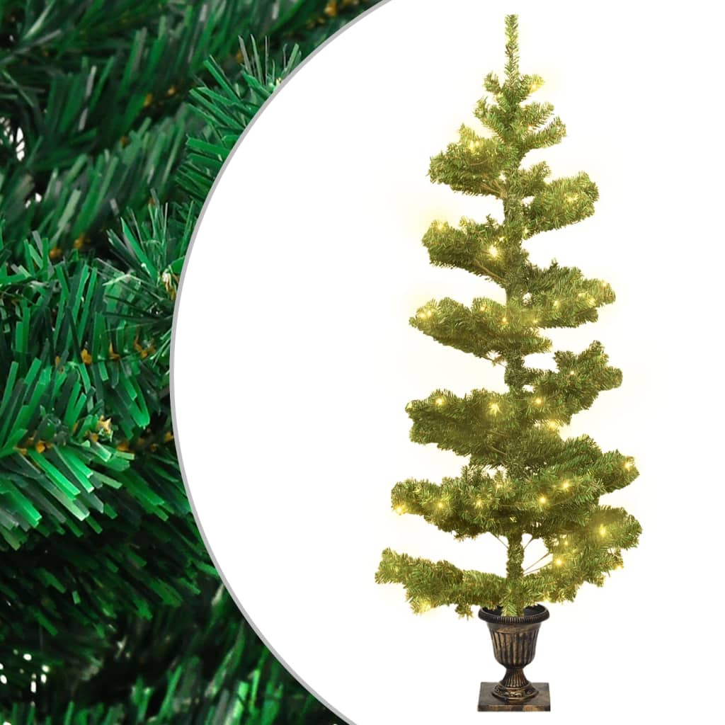 Photos - Other Jewellery VidaXL Swirl Pre-lit Christmas Tree with Pot Green 4 ft PVC 