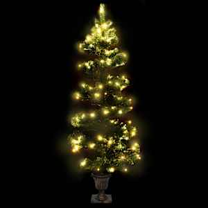 Spirálový vánoční stromek s LED a květináčem zelený 120 cm PVC - obrázek 3