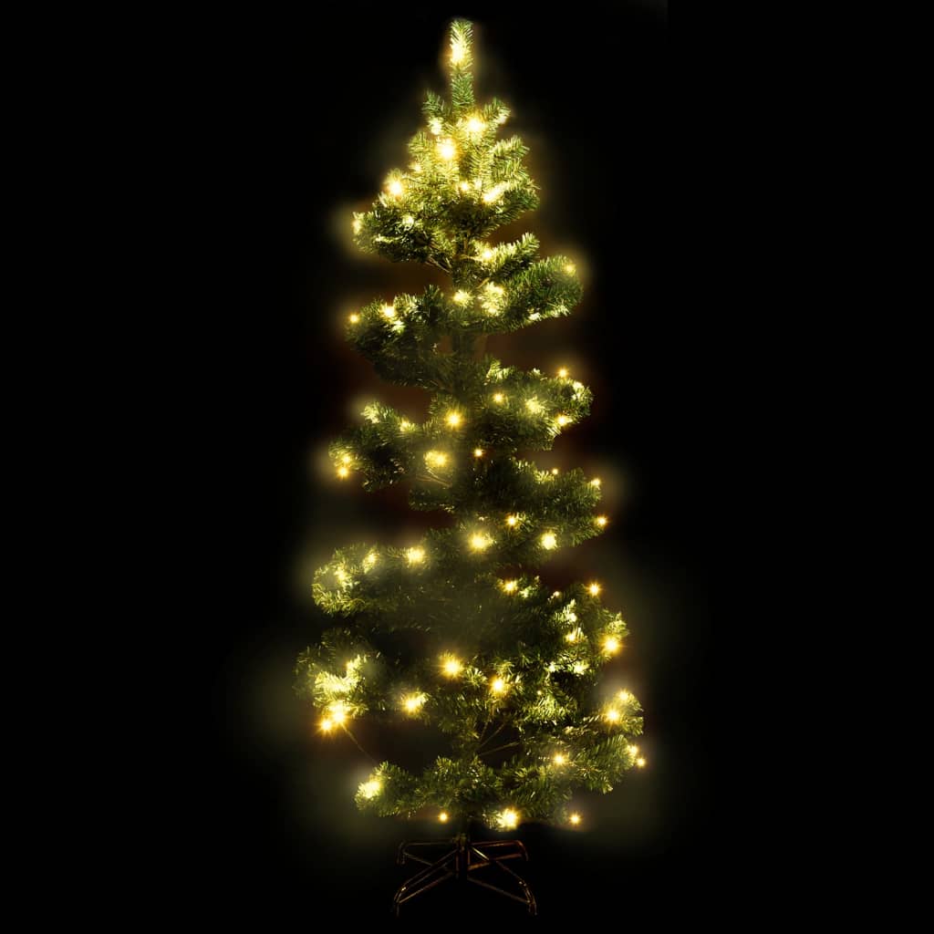 Spiral-Weihnachtsbaum mit Ständer und LEDs Grün 150 cm PVC | Stepinfit.de