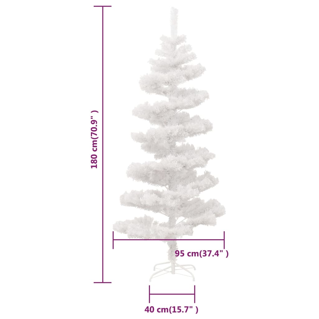 Árvore de Natal rotativa com suporte e LEDs PVC 180 cm branco – A Feira