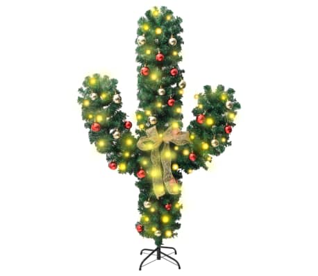 vidaXL Cactus di Natale con Base e LED Verde 180 cm PVC