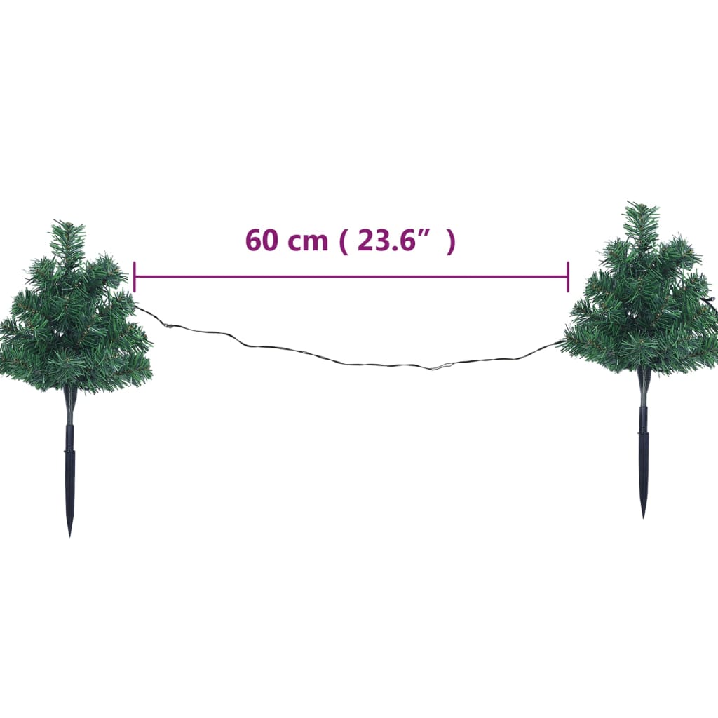  Vianočné stromčeky k chodníku 6 ks teplé biele LED 45 cm PVC