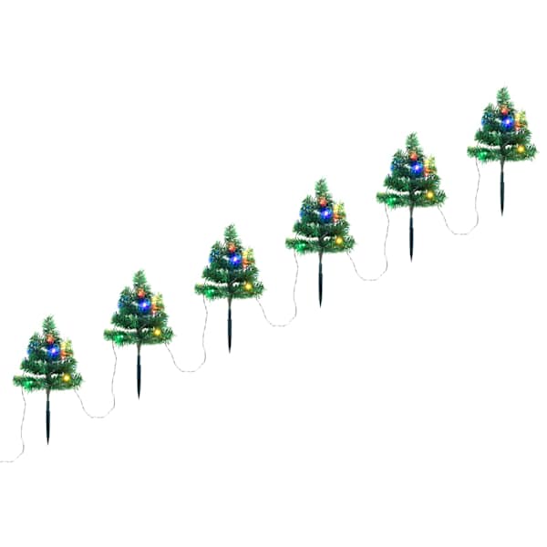 vidaXL tee&auml;&auml;rsed j&otilde;ulupuud 6 tk, mitmev&auml;rvilised LEDid 45 cm, PVC