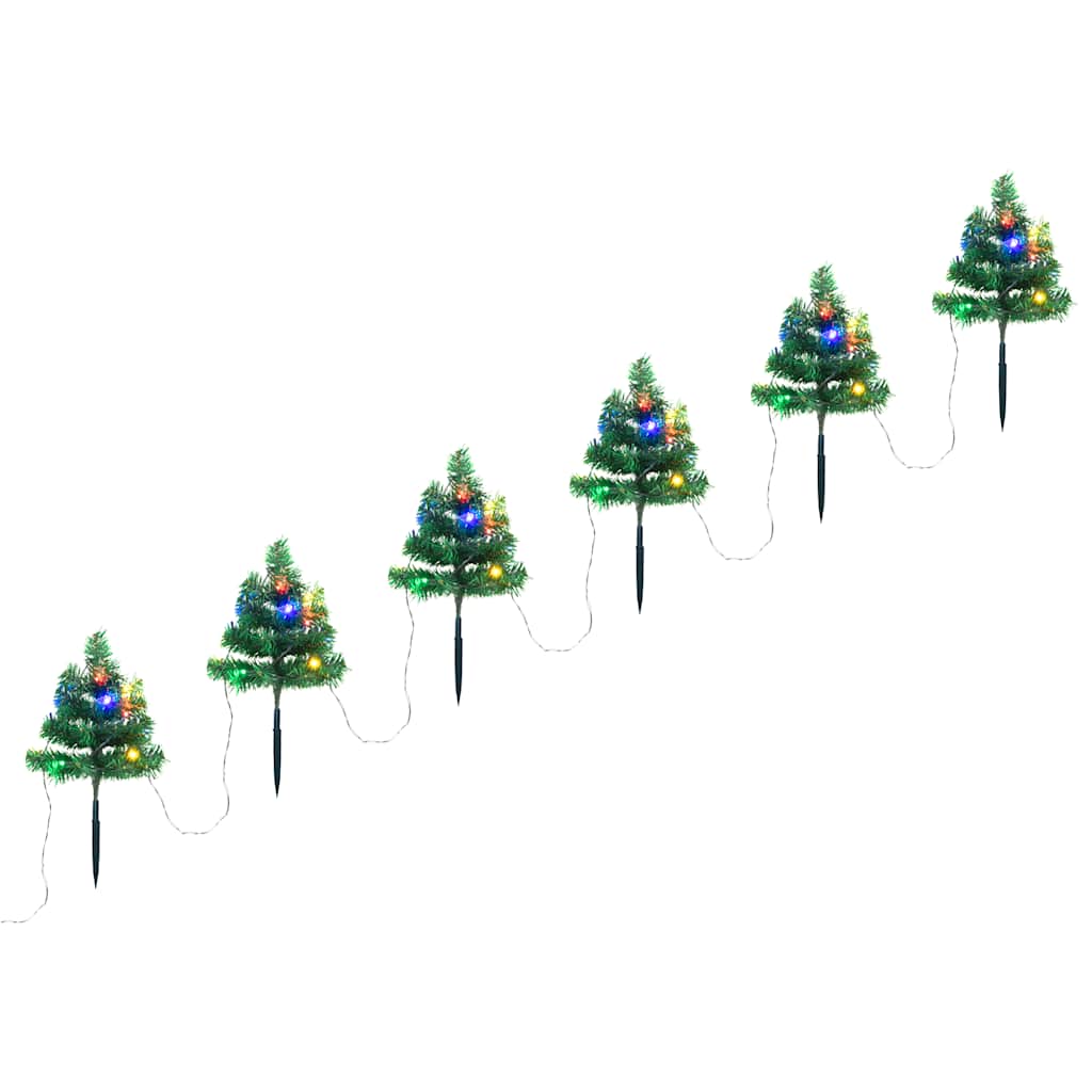 Arbres d'allée de Noël 6 pcs avec LED multicolores 45 cm PVC